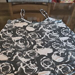 Black and White Skull Rose Camisole